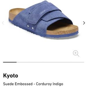 NEW Birkenstock Kyoto Suede Sandals in Blue Corduroy